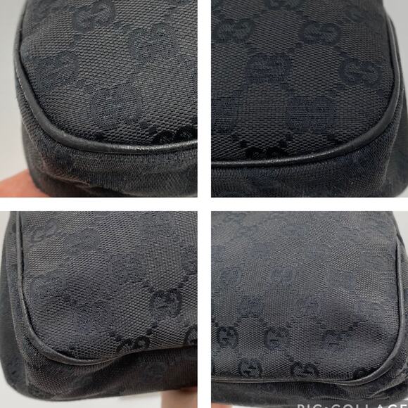 Gucci GG Monogram Eclipse Tote Bag Cloth Canvas Leather Trim Black Y2K Purse - Picture 8 of 16